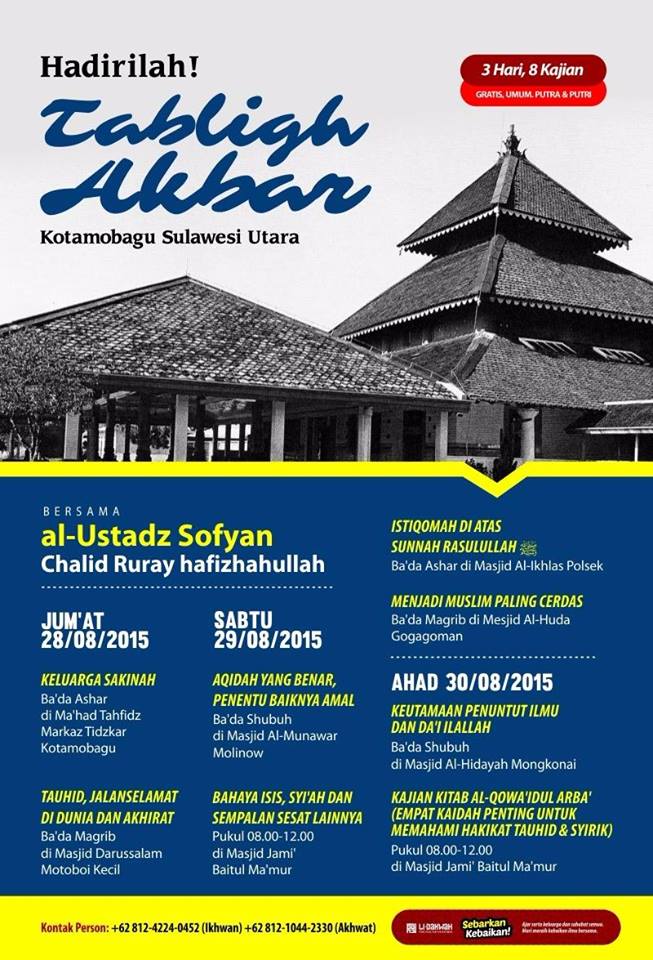 Hadirilah Kajian Islam dan Tabligh Akbar di Kotamobagu Sulawesi Utara