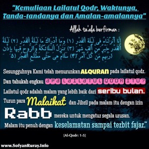 Kemuliaan Lailatul Qodr, Waktunya, Tanda-tandanya dan Amalan-amalannya